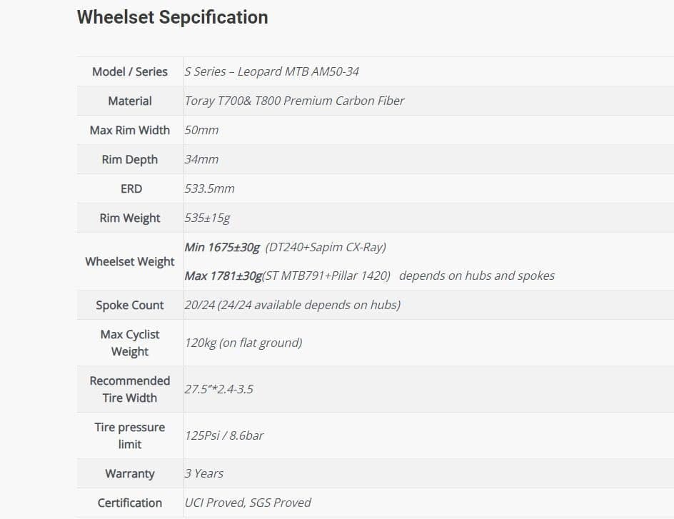 S-LEOPARD MTB 27.5ER AM50-34 - Superteamwheels